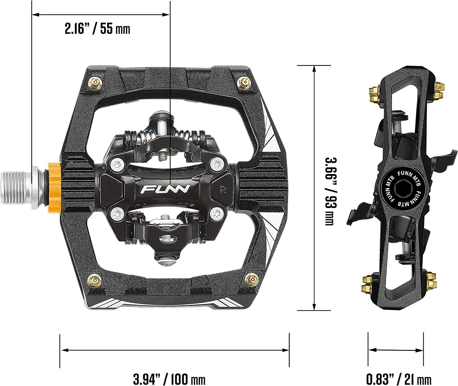 Ripper Mountain Bike Clipless Pedal Set, Rocker Clip Mechanism, SPD Compatible, 9/16-Inch Crmo Axle